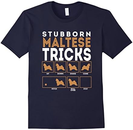 Men's Stubborn Maltese Dog Training Tricks Graphic T-Shirt Tee 3XL Navy