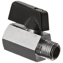 Kingston KMBVM Series Brass Mini Ball Valve, Lever, 1/4" NPT Male x NPT Female