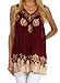 Sakkas Batik Embroidered V-Neck Sleeveless Blouse