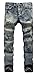 NITAGUT Men's Ripped Slim Fit Tapered Leg Jeans Grey Blue-US 34