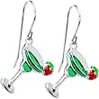 Stainless Steel Green Margarita Drink Earrings