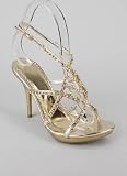 Metallic Rhinestone Criss Cross Heel