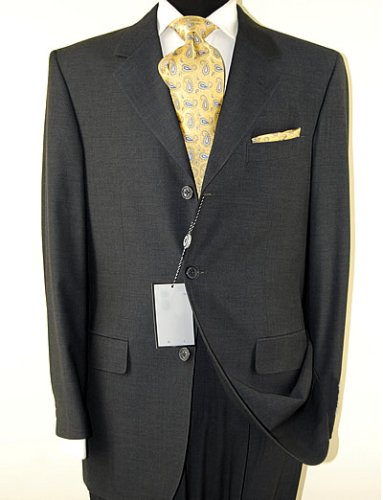 Signature Collection Italian Men's Suit 3 Button 2pc Merino Wool 140s Year Round Use Business Suit Charcoal Gray