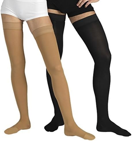 23-32 mmHg Class 2 Graduated Medical COMPRESSION STOCKINGS Closed Toe Thigh High (L, beige )