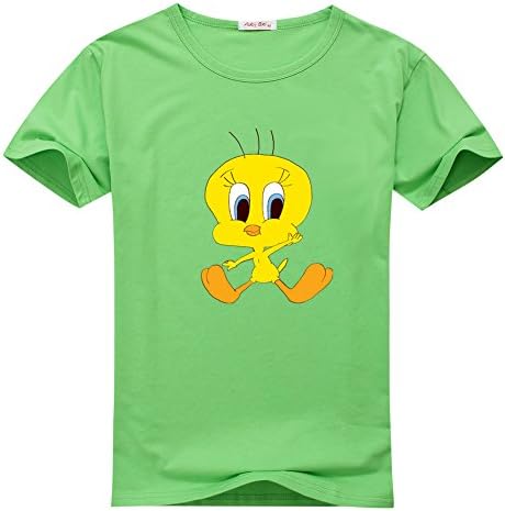 AbayCrosson Womens Tweety Bird Cartoon Short Sleeve Tee Green T-shirts Size XL