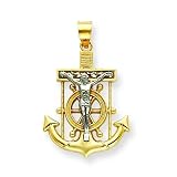 14k Two-tone Diamond-cut Mariner's Cross Pendant