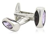 SOHO Purple Crystal Glass Vault Cufflinks With Gift Box