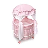 Badger Basket Royal Pavilion Round Doll Crib with Canopy and Bedding