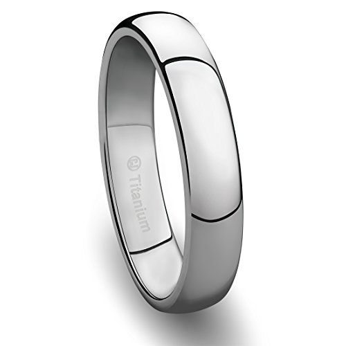 4MM Mens Titanium Ring Classic Wedding Band with Polished Finish [Size 8]