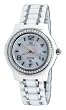 Oniss #ON806-L Women's Oversized Crystal Accented White Ceramic Stainless Trim Watch
