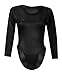 Forever Women's Plain Long Sleeves Wetlook Bodysuit Leotard Top
