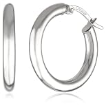 Duragold 14k White Gold Hoop Earrings, (0.80" Diameter)