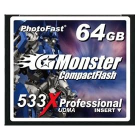 PhotoFast G-Monster 533�{�� 64GB �R���p�N�g�t���b�V���J�[�h�Ǎ�80MB/s ����40MB/s GM-533CF64ML