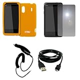 EMPIRE Orange Silicone Skin Case Cover + Mirror Screen Protector + Car Char ....