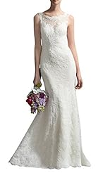 Mermaid Lace Round Neck Wedding Dress  with a Brush/Sweep Train 