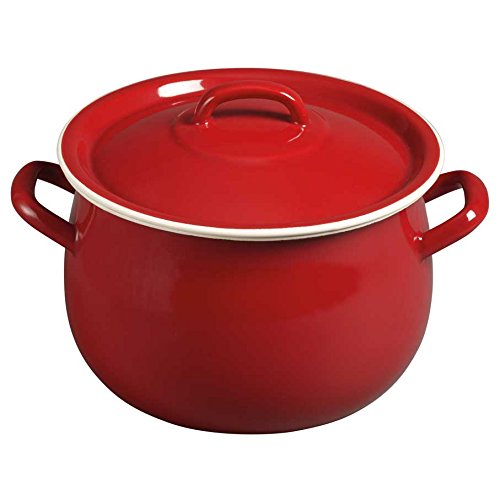 Buy Cheap Emalia enamel casserole dish and lid 22 cm red / cream