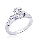 0.90 Ct Oval Shaped Diamond Celtic Cathedral Solitaire Engagement Ring SI2-F GIA