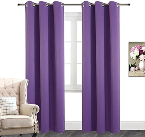 Blackout Curtains for Kid's Room (One Panel, 41-Inch x 84-Inch, Purple)-by AmazonCurtains