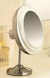 Fluorescent Lighted Electric Coolite 8X Vanity Mirror in Brushed Nickel