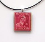 Vintage Stamp Pendant Necklace - Belgium