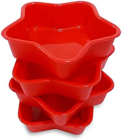 The Kitchen Haven Silicone Molds For Baking Cake 4th July Prep and Serve Bowls, Star Red, Set of 4