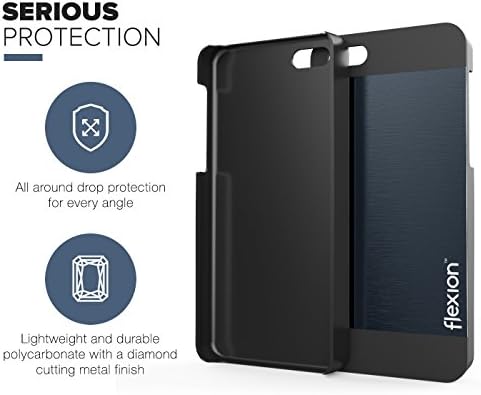 iPhone 5S Case, Flexion™ iPhone 5S Case [Alumina Series] Aluminum Metal Cover (Blue / Black) Protective Ultra Thin Case - Retail Packaging - Case for iPhone 5 / 5S (Navy/Black)