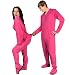 PajamaCity Hot Pink Polar Fleece Footed Pajamas with Drop Seat Back for Teens and Adults Size 6 (5'8" to 5'9")
