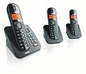 Philips CD1553B/38 DECT Schnurloses Telefon mit Anrufbeantworter, 3 Mobilteile, schwarz