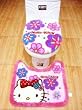 Floral Hello Kitty Bathroom Set of Toilet Seat Cover and Rug
