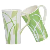 HuesNBrews Leaves of Grass 13 Ounce Mug, 4 Pack