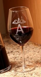 Set of 4 16oz Etched Monogram Wine Glasses