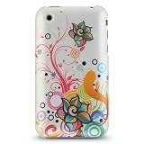 Premium Hard Crystal Plastic Snap-on Case for Apple iPhone 3G, 3GS 3G-S - Pearl White Autumn Floral Flower