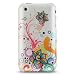 Premium Hard Crystal Plastic Snap-on Case for Apple iPhone 3G, 3GS 3G-S - Pearl White Autumn Floral Flower