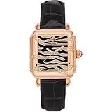 Michele Watches Michel Deco Safari Tiger Rose Gold Plated Espresso Aligator Strap Ladies Watch by Michele