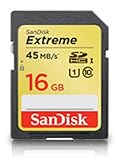 SanDisk Extreme 16GB SDHC UHS-1 Flash Memory Card Speed Up To 45MB/s, Frustration-Free Packaging- SDSDX-016G-AFFP (Label May Change) [Old Version]
