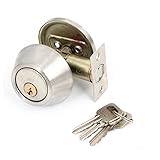uxcell ドアロック ステンレススチール ホームベッドルーム ラウンドノブ 単気筒デッドボルト セキュリティ ドア鍵付き