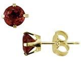 Garnet Gemstone 6mm Stud Earrings in 14K Yellow Gold