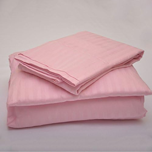 Egyptian Decor Linen Luxury 400-Thread-Count Sateen RV King Sheet Set, Pink Stripe