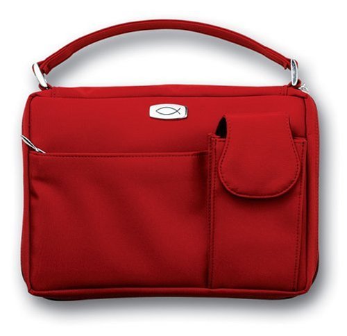 Microfiber Red with Exterior Pockets, LG Bible Cover under Bible Covers in The Books Store