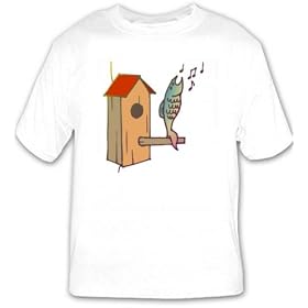 T-shirt with fins, singing, habitat, fish, birdhouse