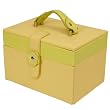 Jewelry Case Yellow Lime Leather Floral Buckle