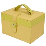 Jewelry Case Yellow Lime Leather Floral Buckle