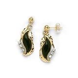 Black Coral Paradise Earrings with Diamond in 14K Yellow Gold