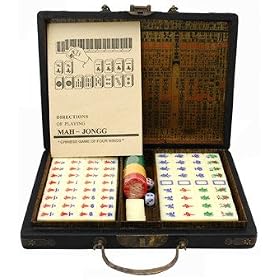 Luxury Gift Idea for Mom Her Wife Woman Lady - Complete Mahjong Set w/ Fine Hand Painted Case