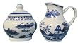 Blue Canton sugar and creamer set - blue and white porcelain