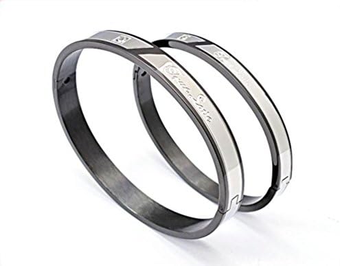 Jewelryfinds Cool Rock Halloween Party Eternal Love Couple Of Titanium Steel Bracelet Men Side Plating Black