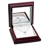 14k White Gold Diamond (.15 ctw) Prong Cross Pendant Gift Box Set
