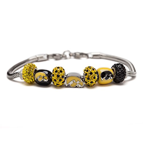 University of Iowa Hawkeye Bead Charm Bracelet