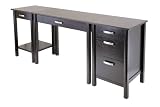 Espresso Finish Computer Desk w/ Printer Stand & File Cabinet