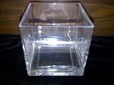 TBC Decorative Clear Glass Square Block Vase 5" X 5" X 5" This Vase Is Beautiful for Flowers, Fruits, River Rocks, Gem Stones, Candles and LED Lights. This Can Also Be Used As a Napkin Holder for Small Cocktail Size Napkins.